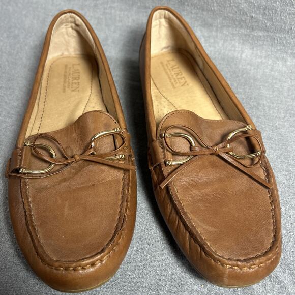 Lauren Ralph Lauren Briley Leather Loafers Size 8.5 B Brown Moccasin Slip-On - Picture 2 of 7